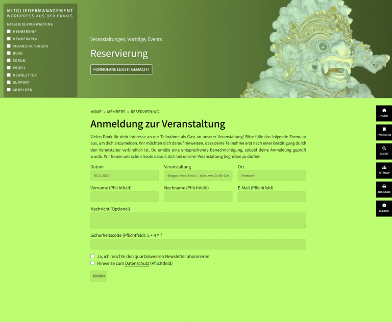 Reservierung als Gast, entsprechende Felder müssen ausgefüllt werden. Ebenso Sicherheitscodes gegen Spam © Internet-Marketing