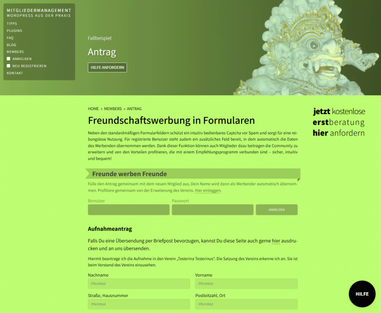 Mitglieder haben die Möglichkeit gemeinsam mit Bekannten das Formular auszufüllen. Der Name des Werbenden wird dann automatisch übernommen © Internet-Marketing
