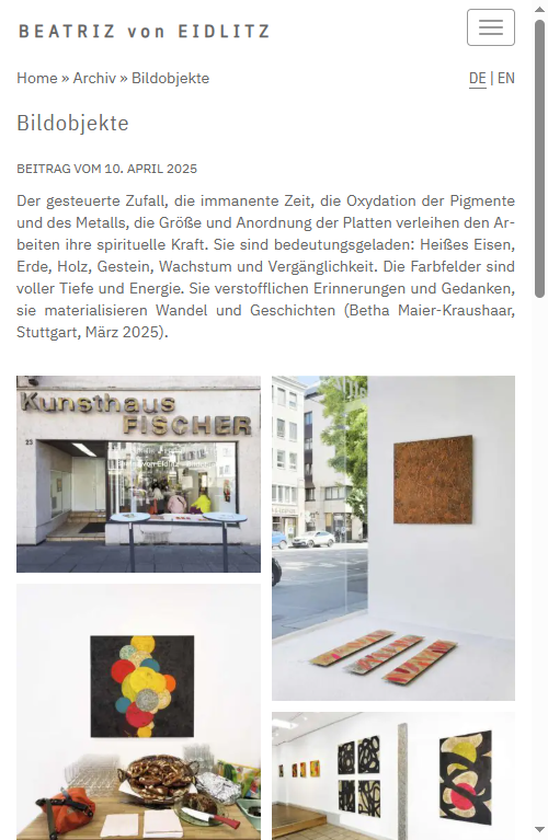 Fallbeispiel einer Bildergalerie mit zweispaltiger Ausgabe für Mobilgeräte mit einer Größe von 300 bis 600 Pixel