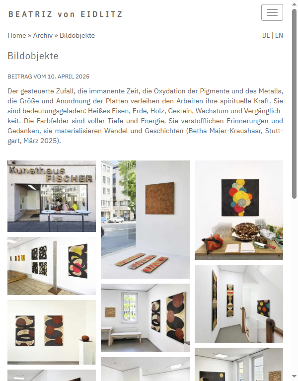 Fallbeispiel einer Bildergalerie mit dreispaltiger Ausgabe für Displays mit einer Größe von 600 bis 800 Pixel